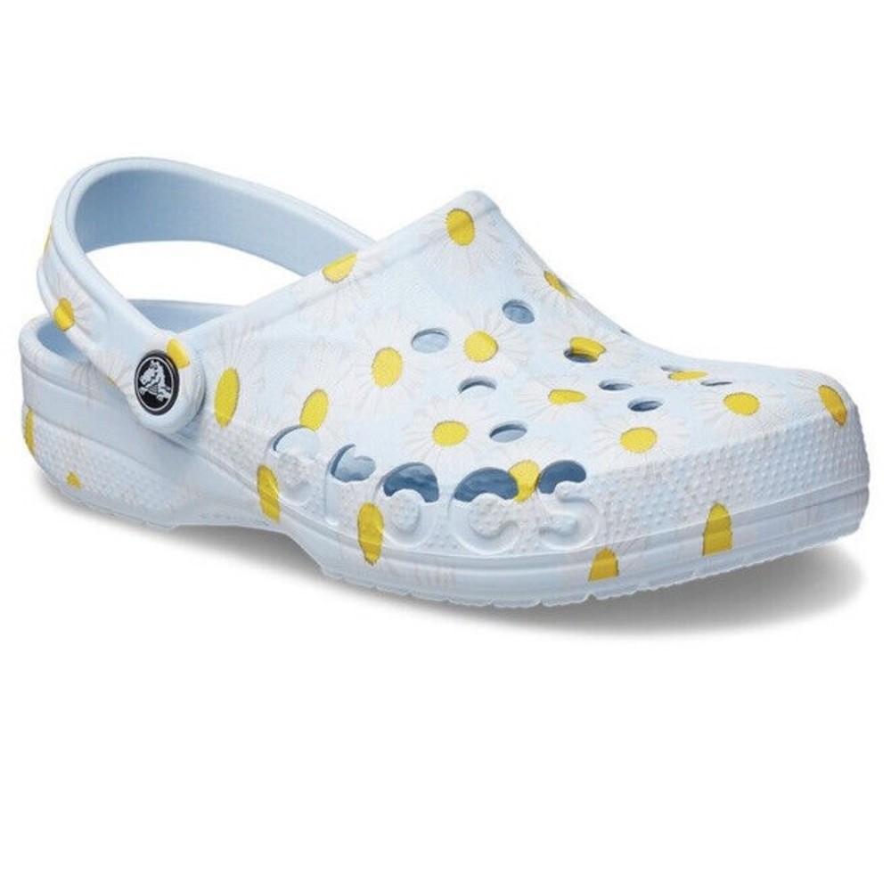 Crocs - Mineral Blue & Yellow Polka Dot (Daisy) Baya Clog Women’s 13 Mens 11 !!!